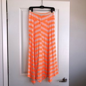 Beautiful Charlotte Tarantola Long Skirt Size S fluorescent Orange and White